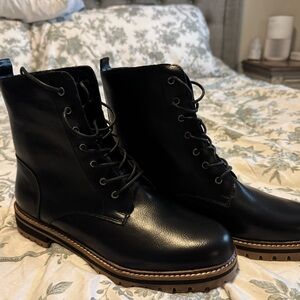 Black Lace-Up Boots combat boots
